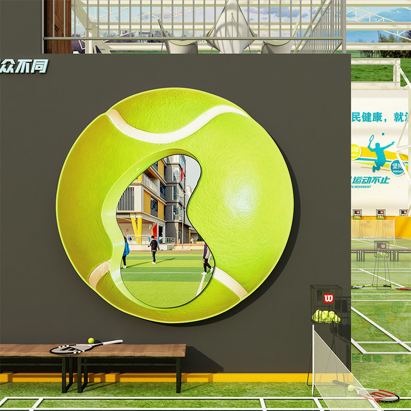 网红网球馆墙面主题镜子装饰体育运功文化活动室中心贴纸挂画打卡