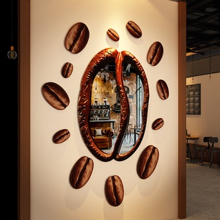 咖啡豆镜子网红打卡拍照区布置店铺门头吸引顾客神器奶茶厅角造景