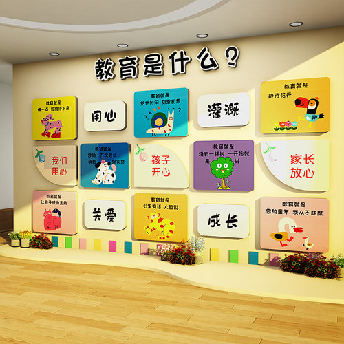 托管班文化贴幼儿园墙面装饰环创主题成品教育是什么培训机构形象