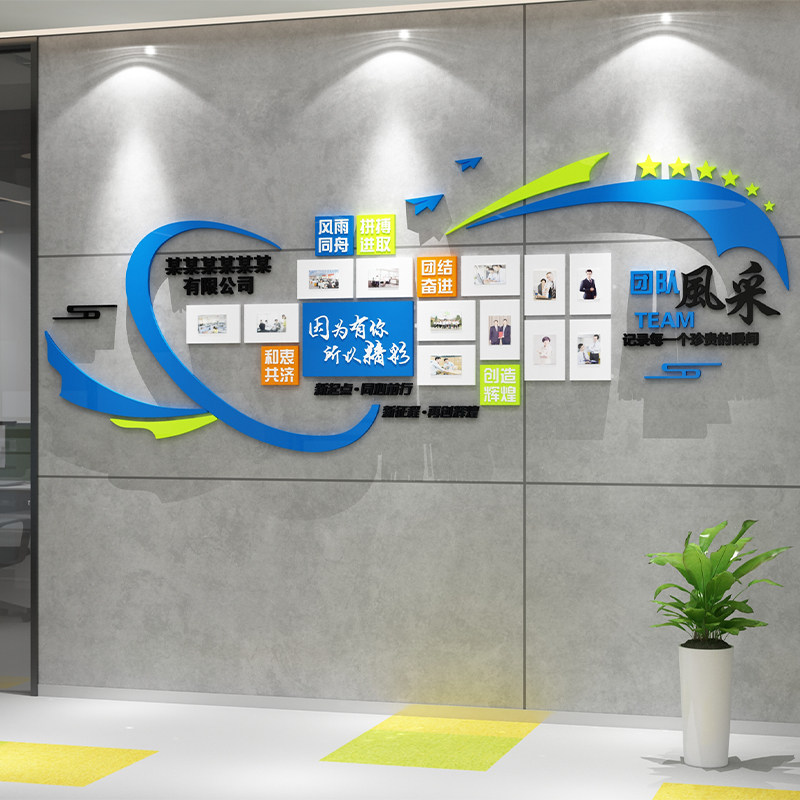 办公室员工风采展示照片墙团队荣誉榜装饰公司企业文化墙面贴纸画,家居饰品,软装墙贴,淘宝优惠券,粉丝福利购,淘宝优惠卷