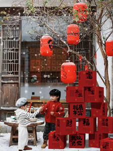 2024新年装饰网红打卡背景墙拍照区龙年春节氛围布置盒子摆件元旦