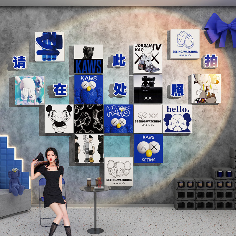 网红打卡拍照区布置背造场景奶茶咖啡店墙壁装饰克莱因蓝贴氛围感,家居饰品,软装墙贴,淘宝优惠券,粉丝福利购,淘宝优惠卷