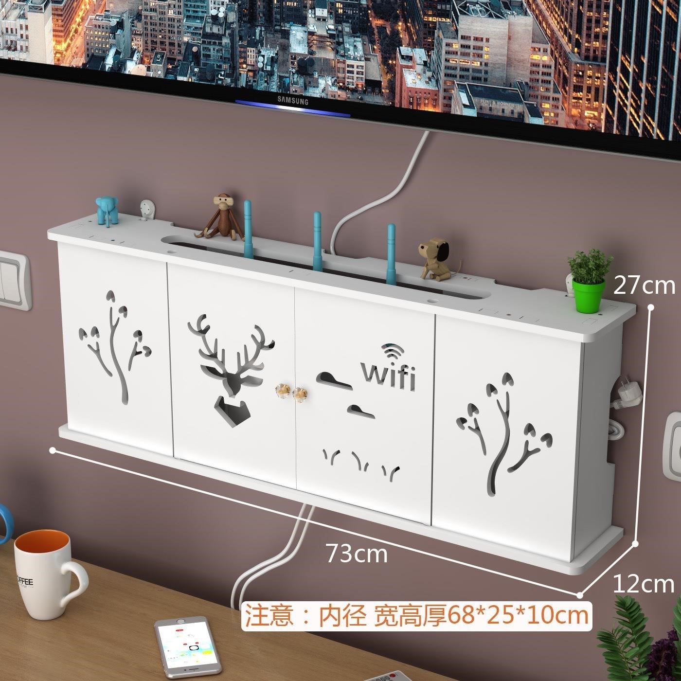 多媒体盒遮挡箱放wifi的盒子电表箱遮挡置物架电盒装饰网络箱架子