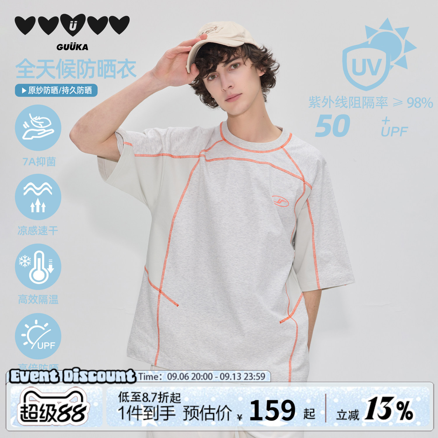 GUUKA索罗娜凉感防晒短袖T恤图片