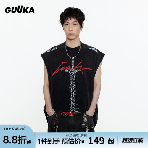 GUUKA黑色美式长剑背心