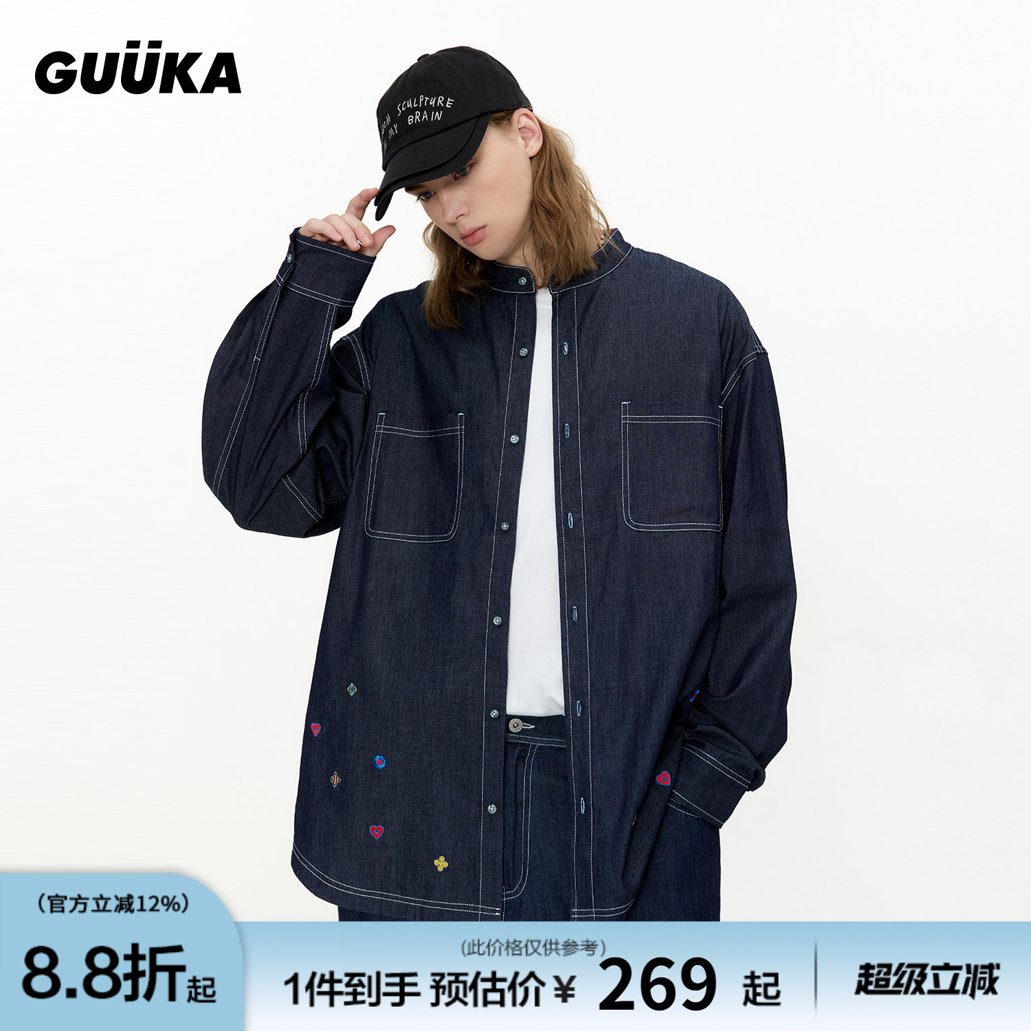 GUUKA日系复古牛仔衬衫图片