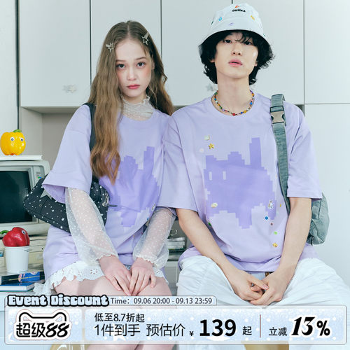 GUUKA像素风猫咪短袖T恤