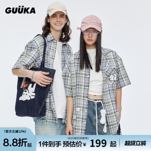 GUUKA夏季美式短袖衬衫