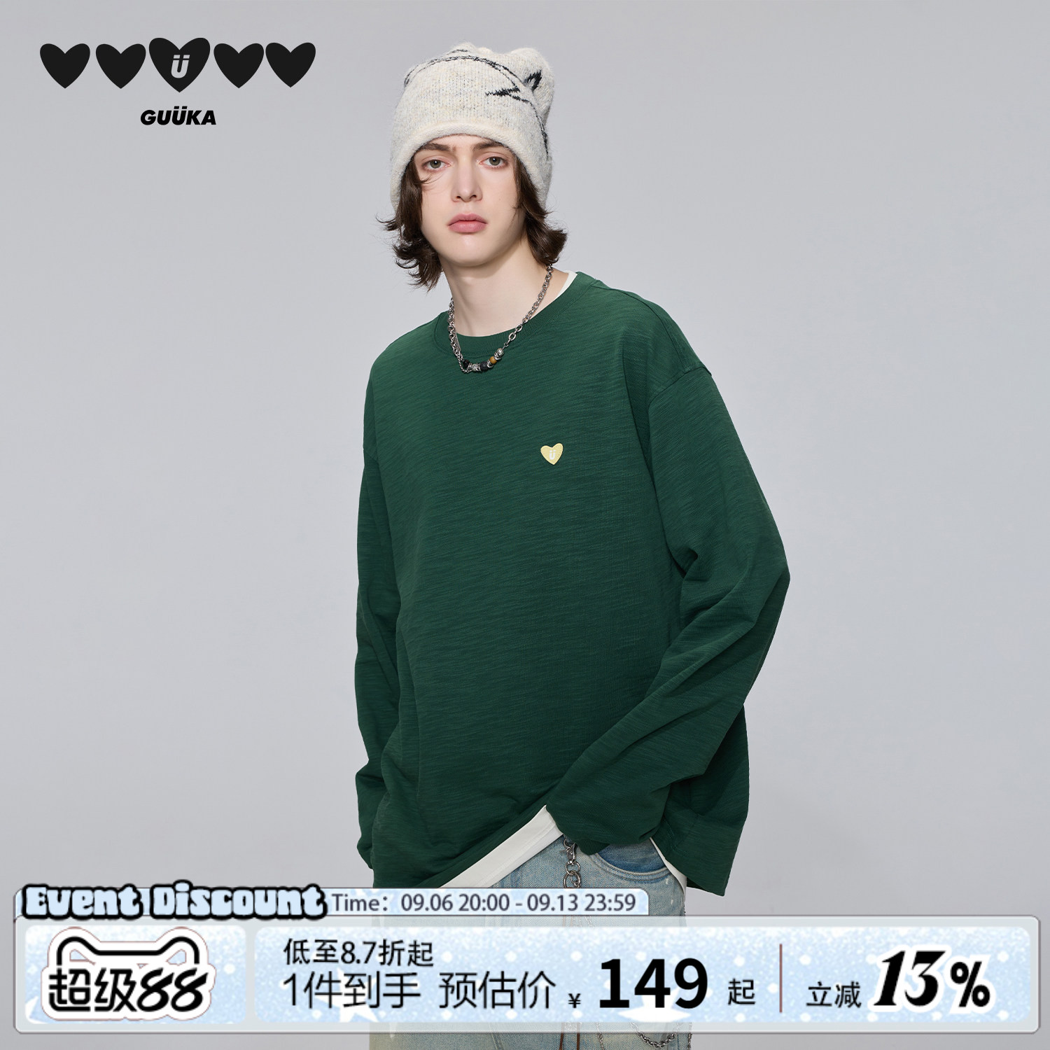 GUUKA无性别穿搭重磅长T图片