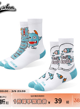 GUUKA潮牌毛球怪卡通中筒袜男女同款嘻哈情侣运动中长筒棉袜子