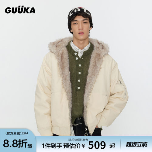 GUUKA仿貂毛座山雕棉服