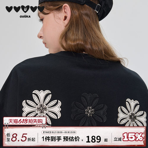GUUKA黑色哥特风短袖T恤