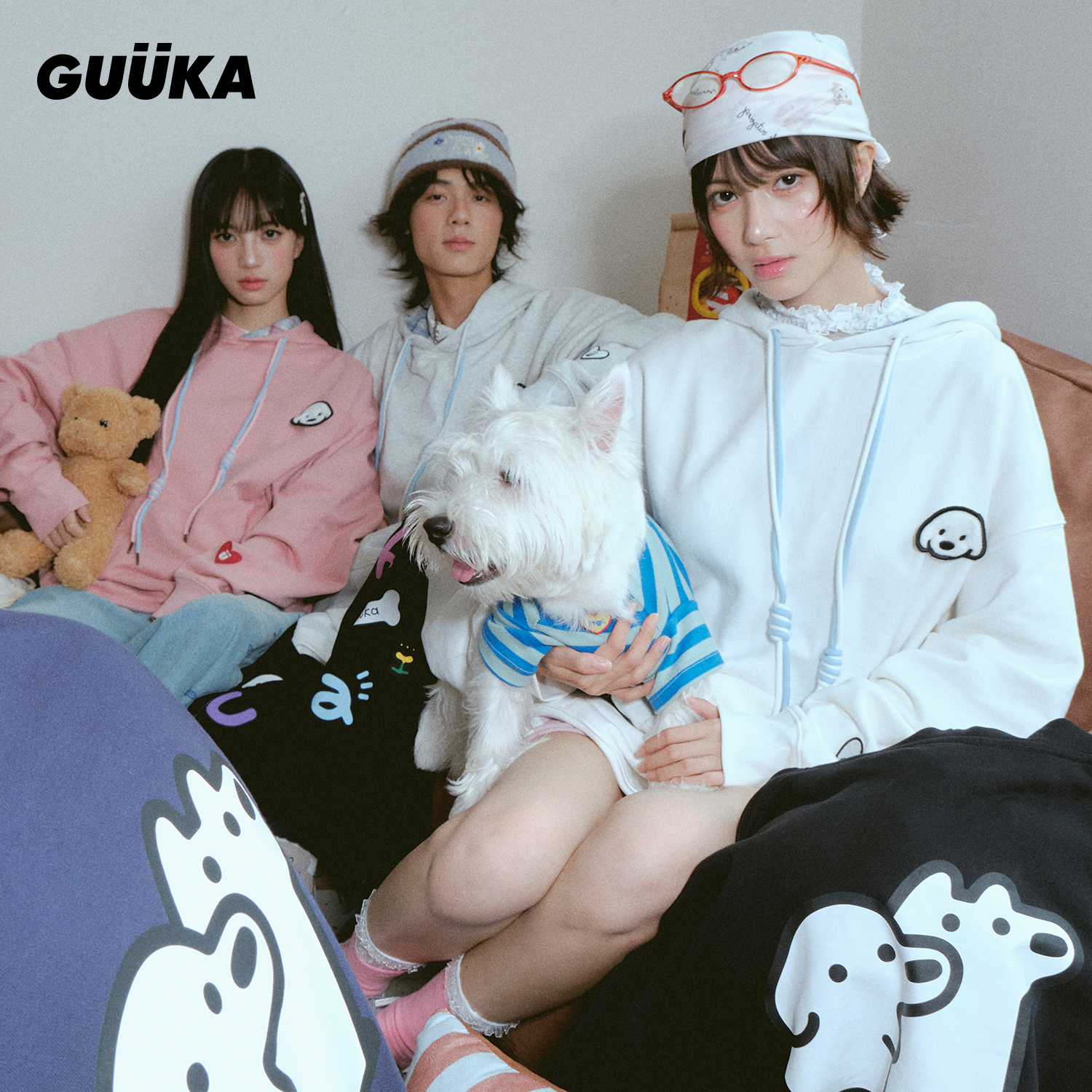 GUUKA联名小狗连帽卫衣