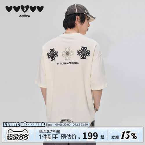 GUUKA白色哥特风短袖T恤