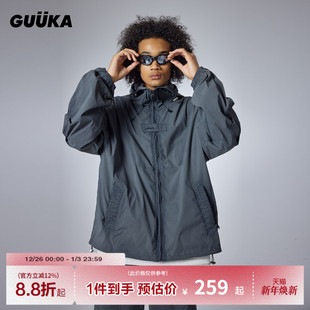 GUUKA潮牌废土风美式 青少年复古做旧皮肤衣外套宽松 凉感风衣男夏