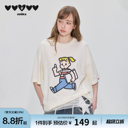 GUUKA水印波点短袖重磅纯棉
