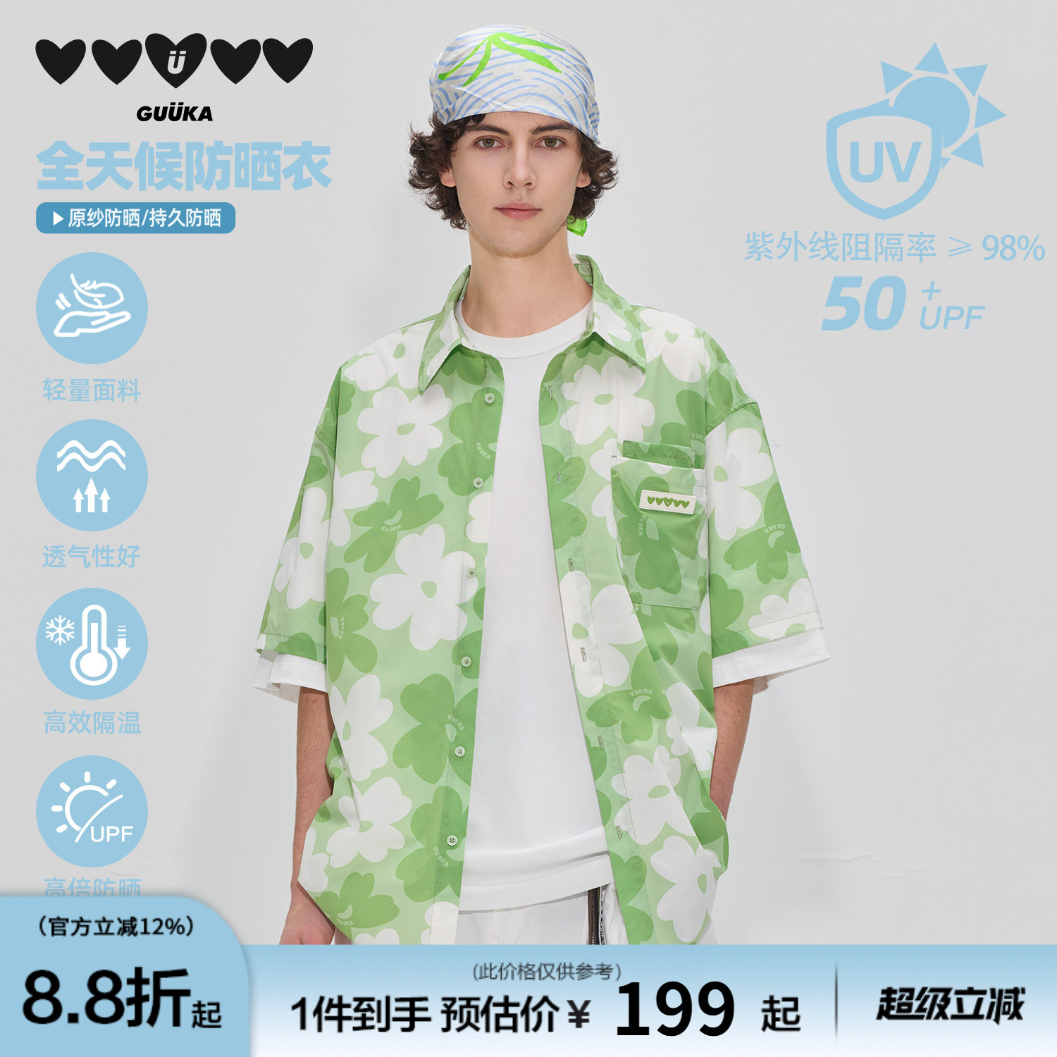 GUUKA夏威夷度假短袖衬衫										