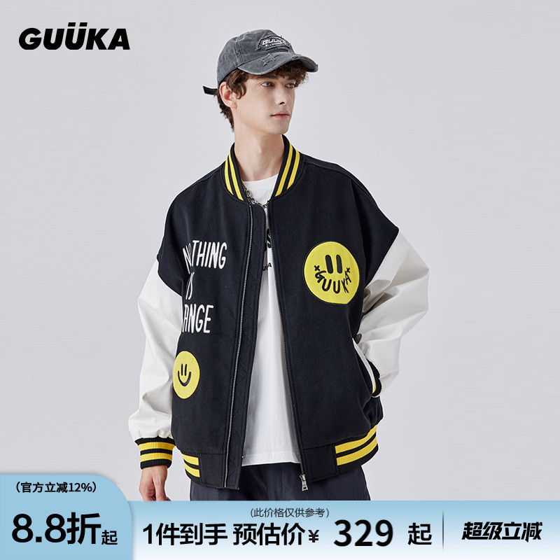 GUUKAAgaho联名笑脸棒球服