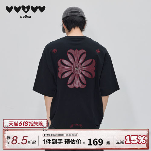 GUUKA哥特风刺绣短袖T恤