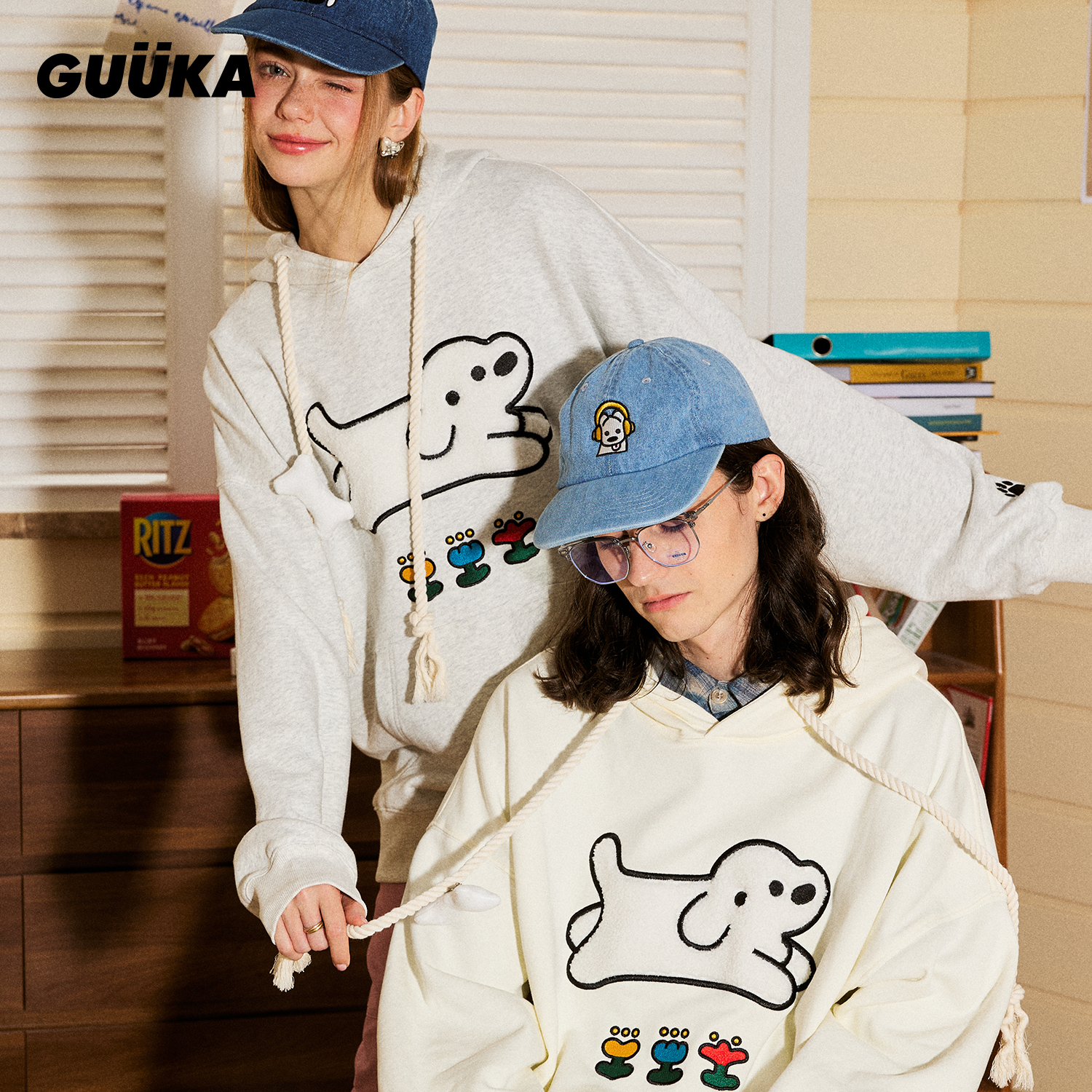 GUUKA&MATSUI联名奔跑小狗卫衣