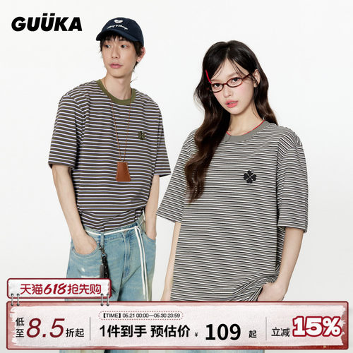 GUUKA幸运四叶草短袖T恤