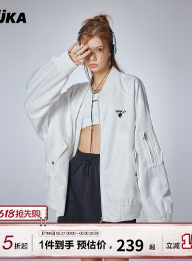 GUUKA白色立领棒球服女秋季新款潮 美式cleanfit外套宽松显瘦夹克