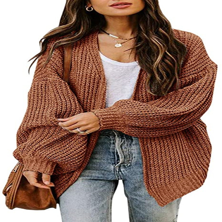 Women loose cardigan lantern sleeve sweater女开衫灯笼袖毛衣