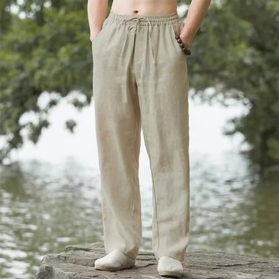 Men's summer breathable wide leg pants休闲男夏季透气阔腿长裤