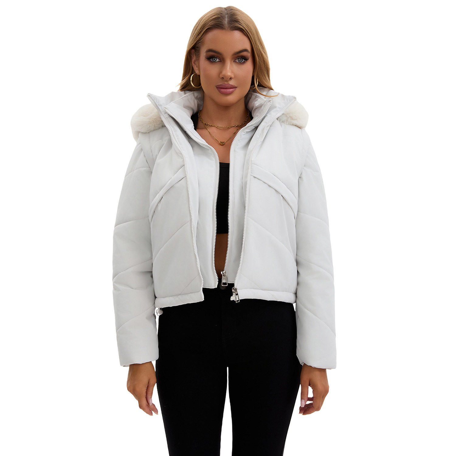 Two fake cotton jackets for women clothing假两件棉衣马甲短款