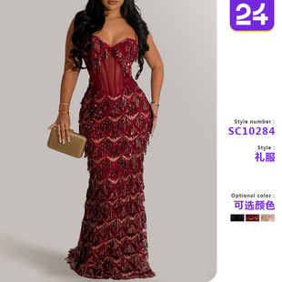 party sequined dress suspender wrap连衣裙a字裙 Women hip