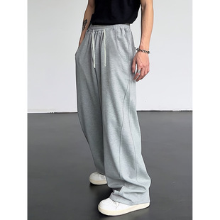 Men casual wide leg sports sweatpants, long pants男卫裤长裤