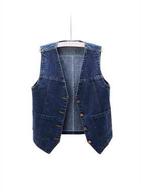 Women's short denim vest牛仔马甲短款宽松无袖外套背心坎肩女