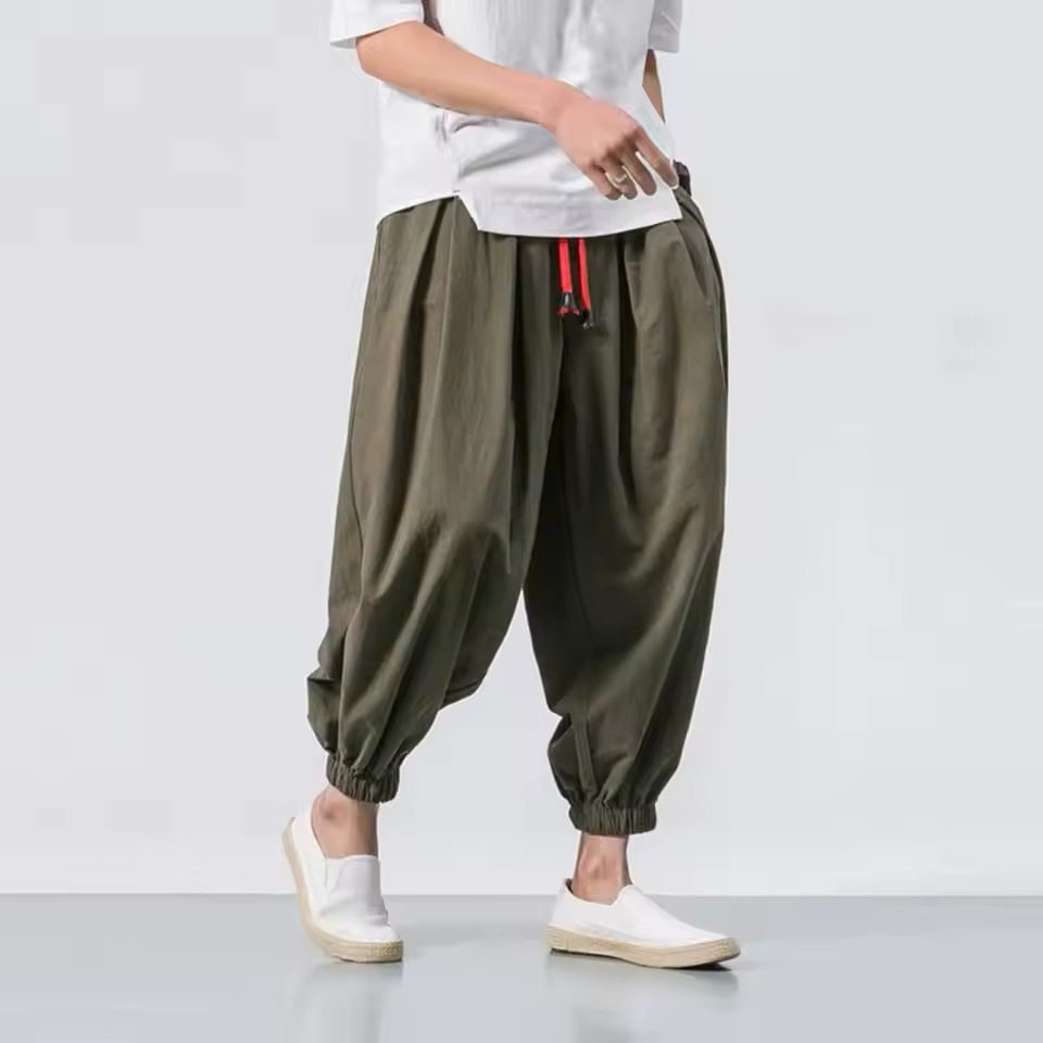 Men's casual harem pants lantern leg binding pants男哈伦裤