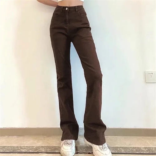Women's retro elastic tight flared jeans女毛边弹力微喇牛仔裤