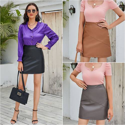Women PU leather skirt, half skirt, short skirt女皮裙半身裙