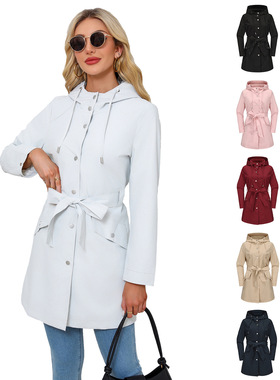 Women's hooded rain jacket windbreaker连帽防泼水外套风衣女