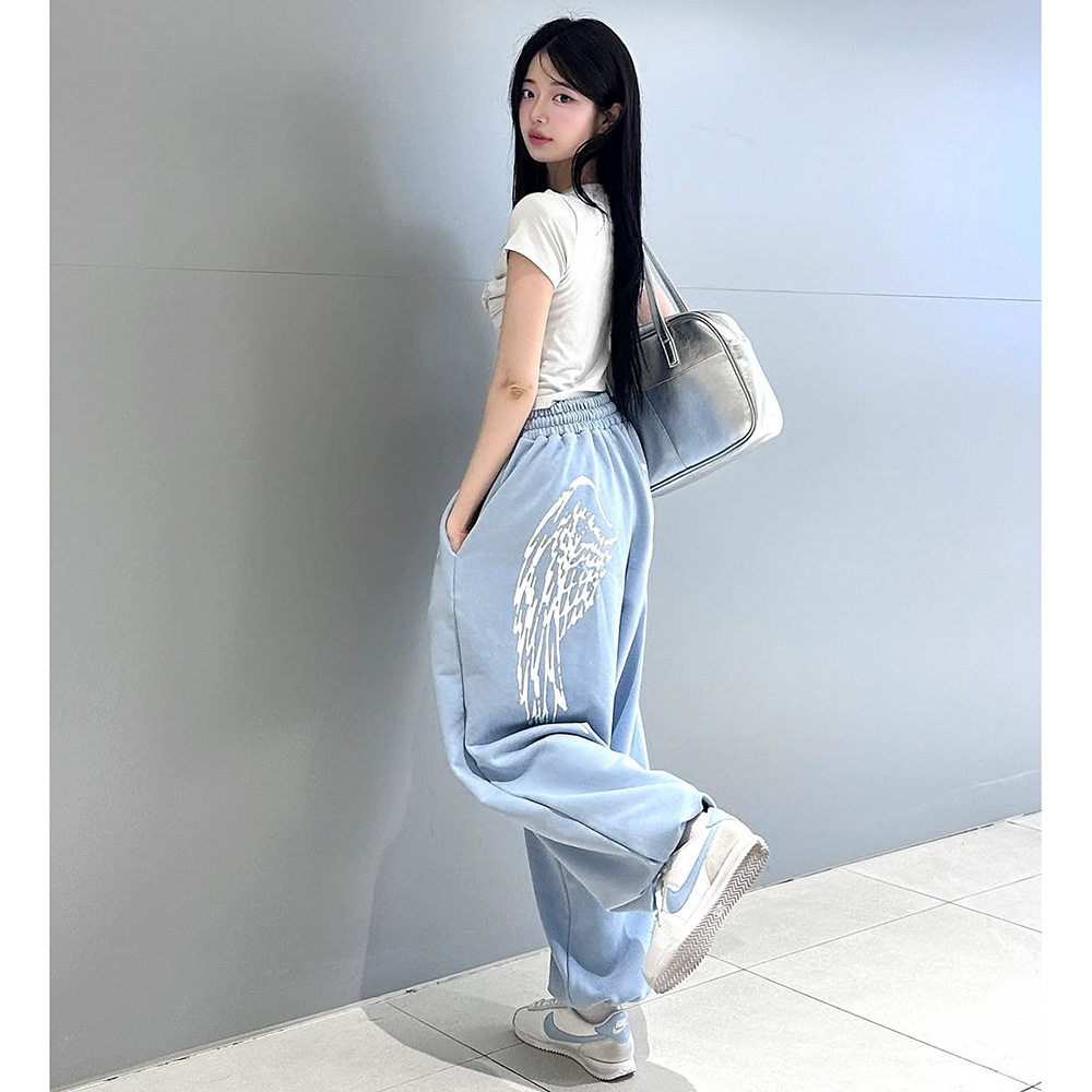 Women's casual loose retro wide leg pants女宽松复古阔腿长裤