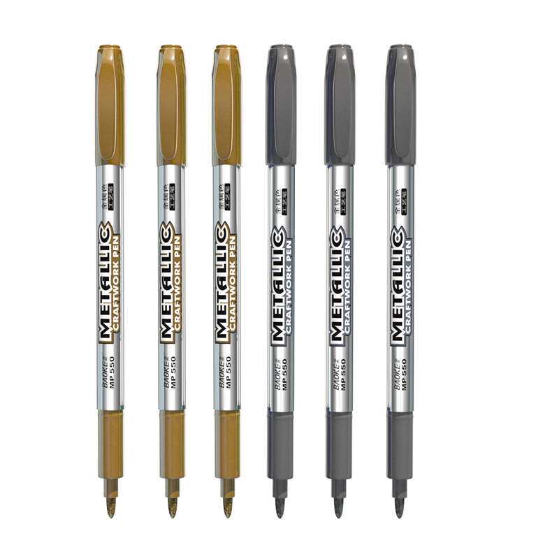 宝克Baoke金属色工艺笔MP550金色银色签到笔油漆笔记号笔请柬签名