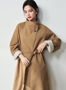 26春季简约ROW风立领设计感简约休闲通勤风长外套中长款风衣25075