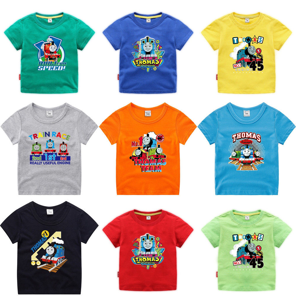 小孩男孩托马斯短袖纯棉T恤 卡通小火车衣服童装23456岁宝宝衣服