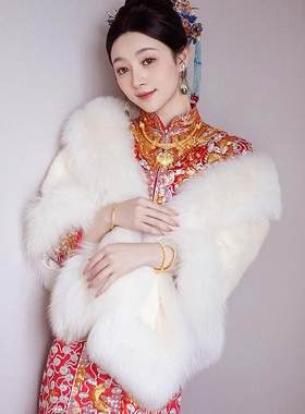 狐狸毛网红仿皮草斗篷围巾秋冬