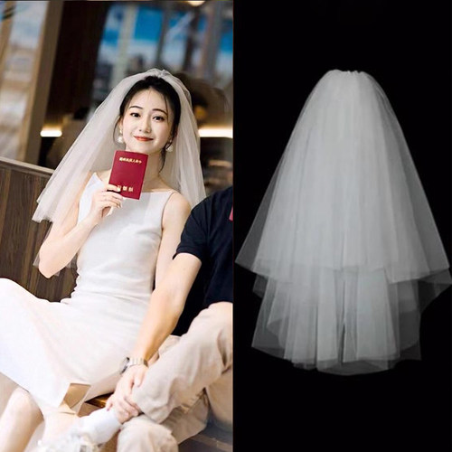 超仙领证法式森系高级感订婚头纱