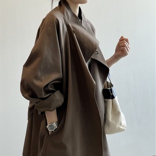 风衣外套女2025春秋新款 复古气质中长款 休闲立领大衣 法式 已出货