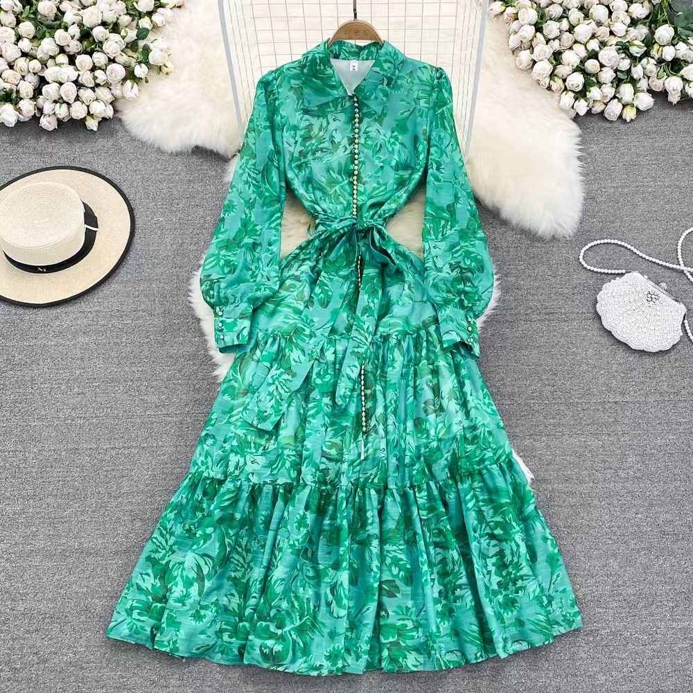 高冷御姐风连衣裙女春秋2026年新款系带收腰显瘦优雅气质大摆长裙,女装/女士精品,连衣裙,淘宝优惠券,粉丝福利购,淘宝优惠卷