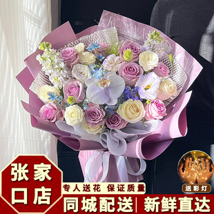 张家口鲜花速递同城配送生日表白红玫瑰花束康乃馨桥东花店送花