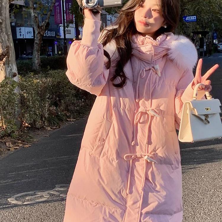 牛角扣狐狸毛领羽绒服女2