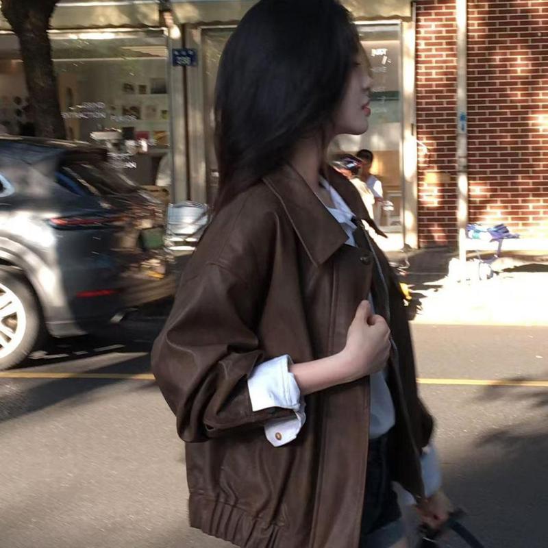黑色系女士皮衣机车服夹克春秋复古显瘦百搭2026新款休闲外套上衣