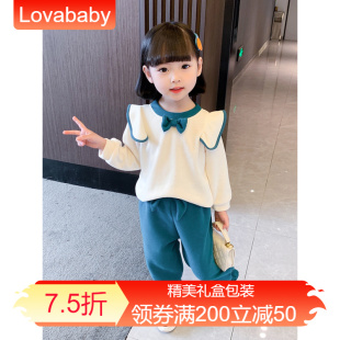 2024春秋新款 法国Lovababy女童卫衣套装 宝宝春装 运动休闲洋气时髦