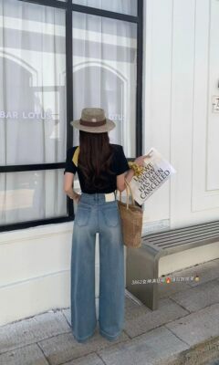 EPXuan2026年夏季新款薄款百搭满钻筒喇叭牛仔裤3862