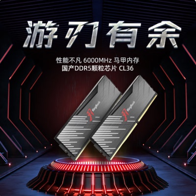 金百达 32GB(16GBX2)套装 DDR5 6000 国产颗粒黑刃无灯 C36内存条